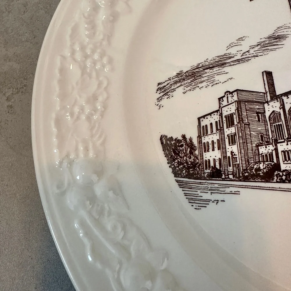 Homer Laughlin Plate - First Methodist Baton Rouge, LA  EST 1836 Vtg. Eggshell